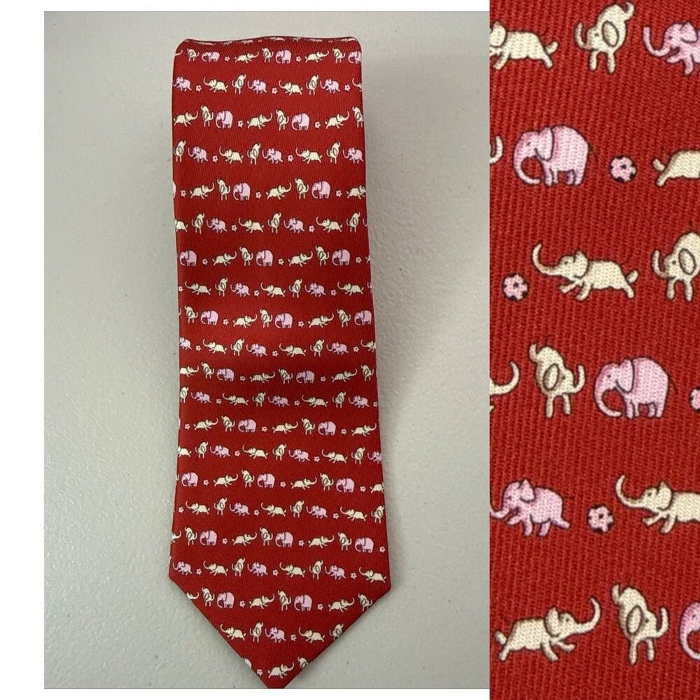Jim Thompson Dancing Elephant Tie NWT Safari Zoo Jungle Republican Dumbo Trunk